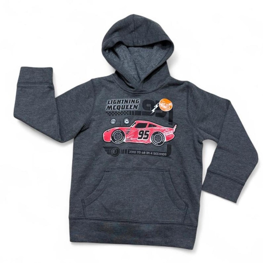 Lightning McQueen Hoodie Cozy Blockcore gray Disney Cars graphic Retro Size 5